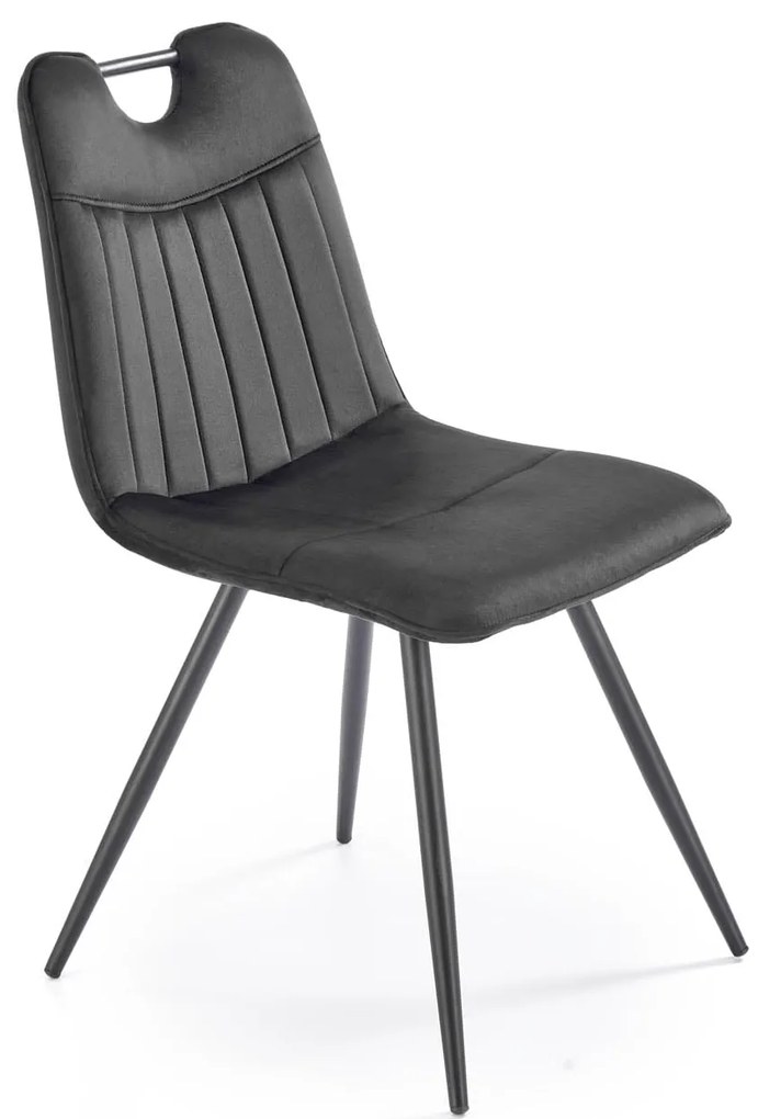 Krzesło czarne z rączką, velvet, tapicerowane, z uchwytem K521