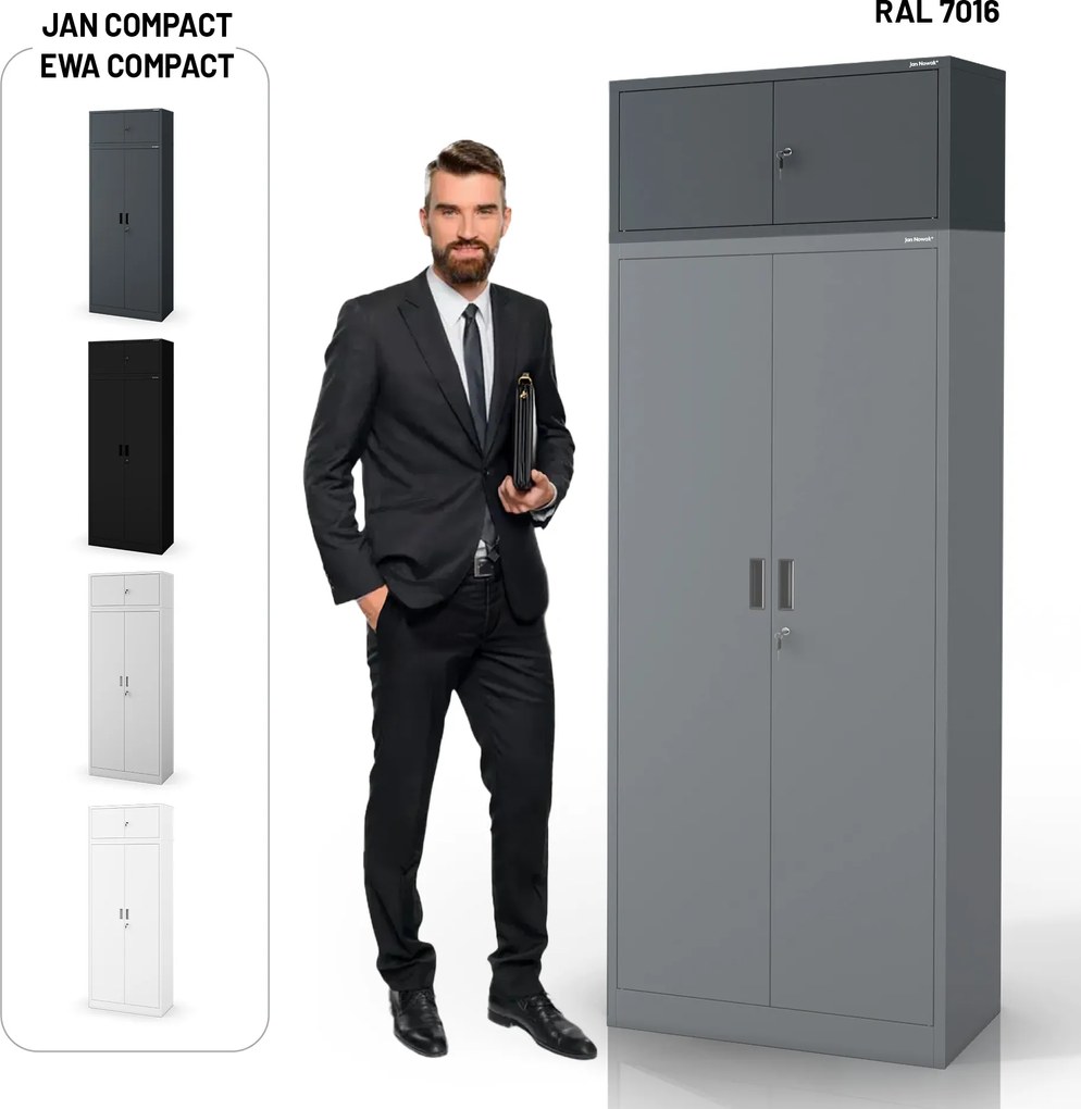 Nadstawka na szafę EWA Compact 800 x 380 x 400 mm, antracytowa