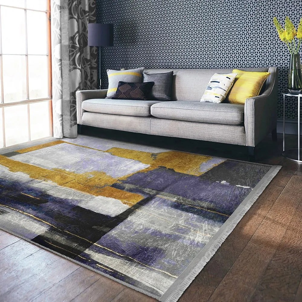 Żółty/ciemnoniebieski dywan odpowiedni do prania 160x230 cm Unique – Mila Home