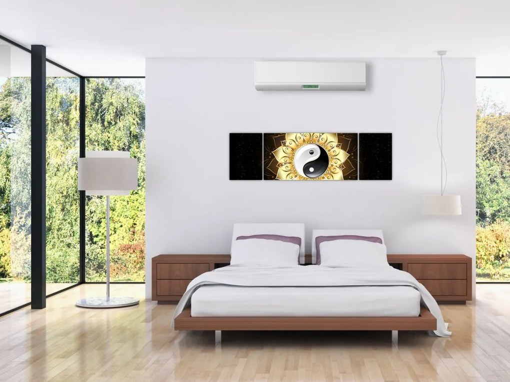 Obraz - Złoty Yin-Yang (170x50 cm)