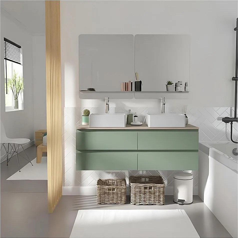 Sorrento 120cm podwójna szafka pod umywalkę + bateria + lustro
