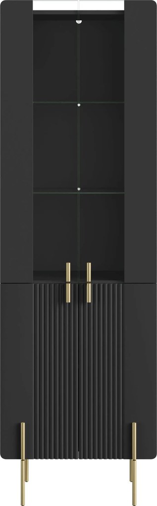 Witryna Malmi 60 cm - czarny mat / złote nóżki