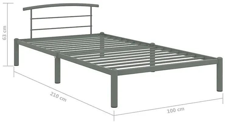 Szare metalowe łózko jednoosobowe 90 x 200 cm - Mohn