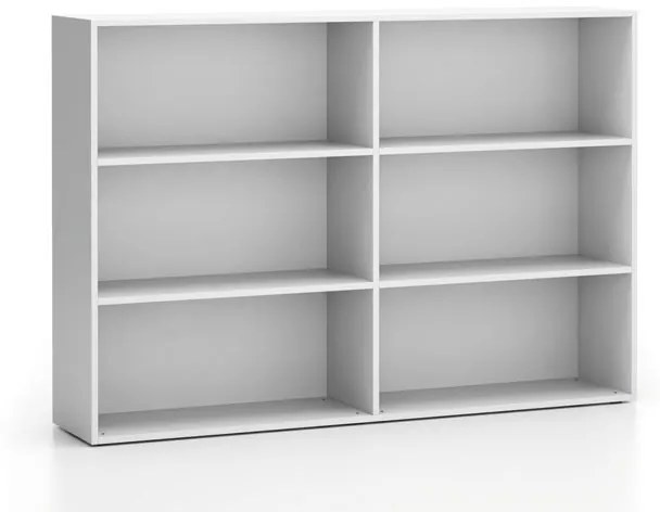 Regał biurowy podwójny niski SEGMENT, 4 półki, 1660 x 350 x 1140 mm, biały