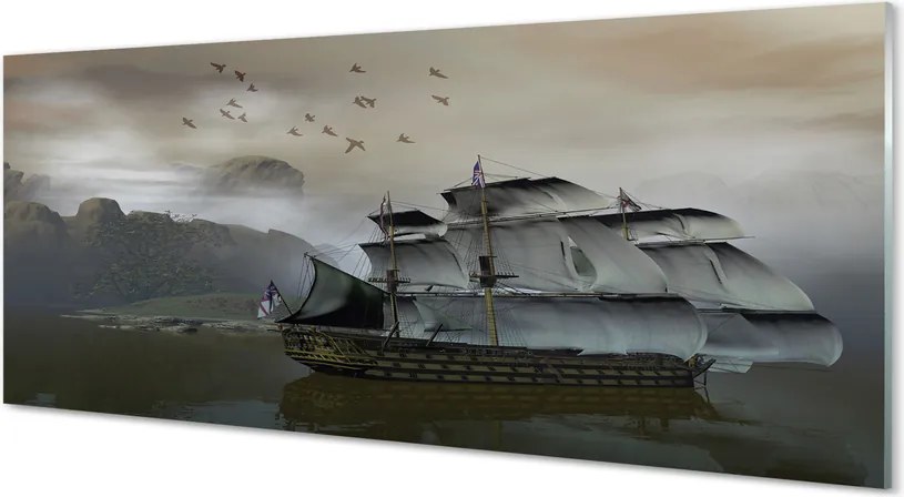 Szkło do Kuchni na Ścianę Statek u Podnóża Gór