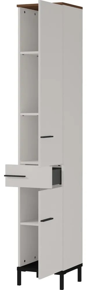 Szarobeżowa wysoka szafka łazienkowa w dekorze orzecha 34x190 cm Yonkers – Germania