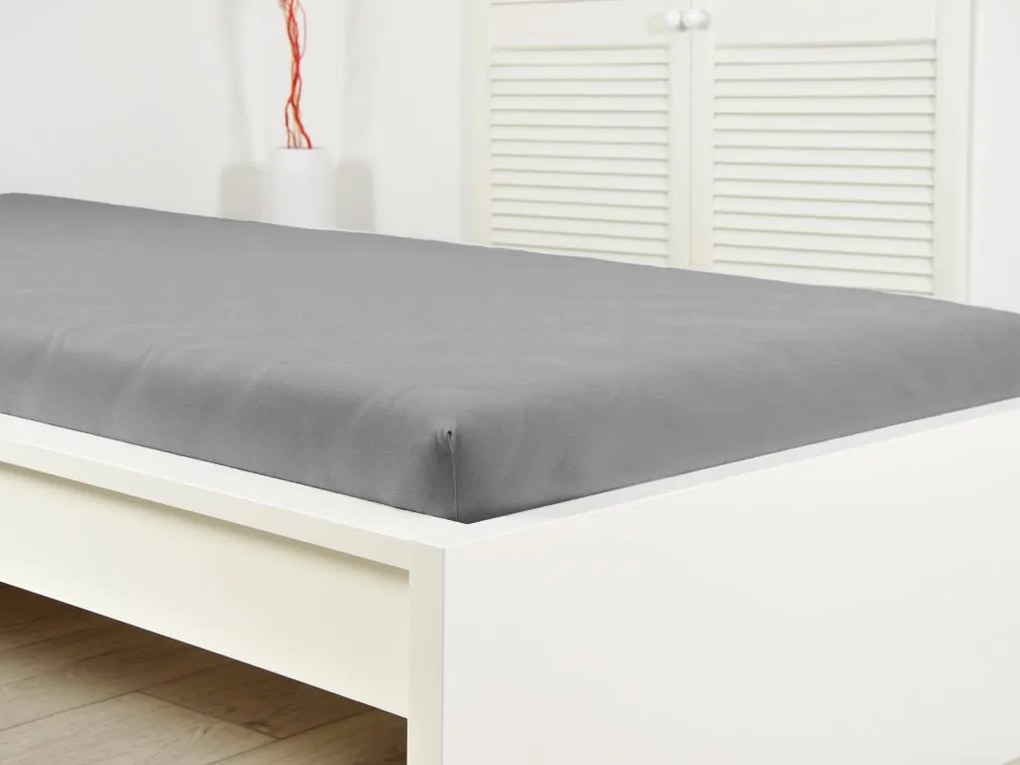 PrzytulneMieszkanie.pl Prześcieradło z jerseyu do dziecięcego łóżeczka EXCLUSIVE 70x140 cm szare