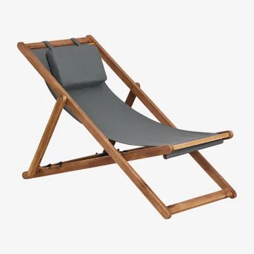 Składana Huśtawka Z Poduszką Z Drewna Kardis Grafitowa Szarość - Sklum