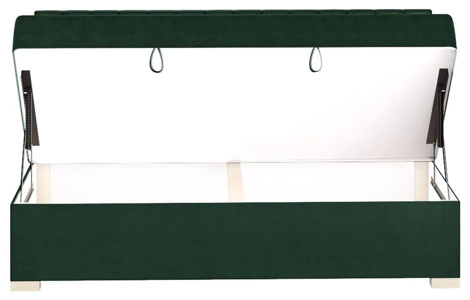 Ciemnozielone łóżko dziecięce ze schowkiem i materacem 90x200 cm Chill – Ghado