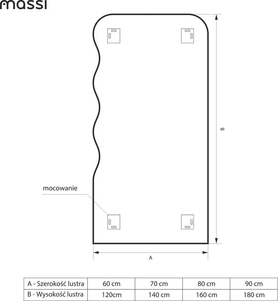 Lustro dekoracyjne oszlifowane z podświetleniem WAVE Aura Half LED  | Różne rozmiary | Różne kolory : Kolor tafli szkła - Brąz, Rozmiar - 90 x 180 cm