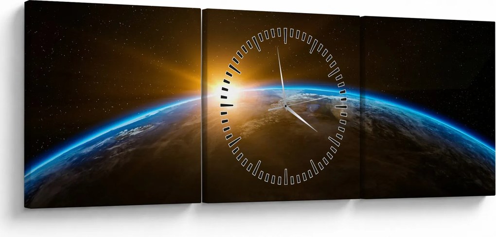 Obraz planety Ziemi z kosmosu (z zegarem) (90x30 cm)