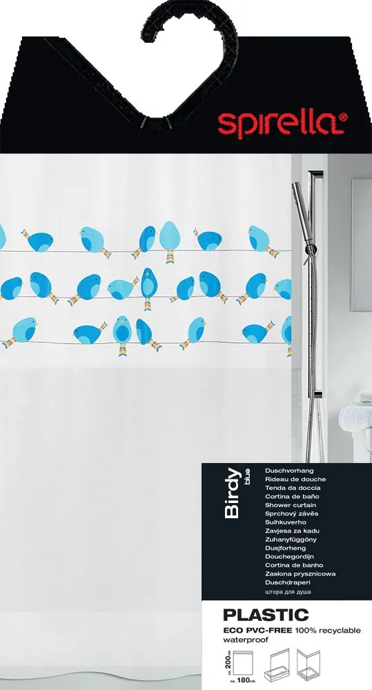Zasłona prysznicowa 180x200 cm Birdy – Spirella