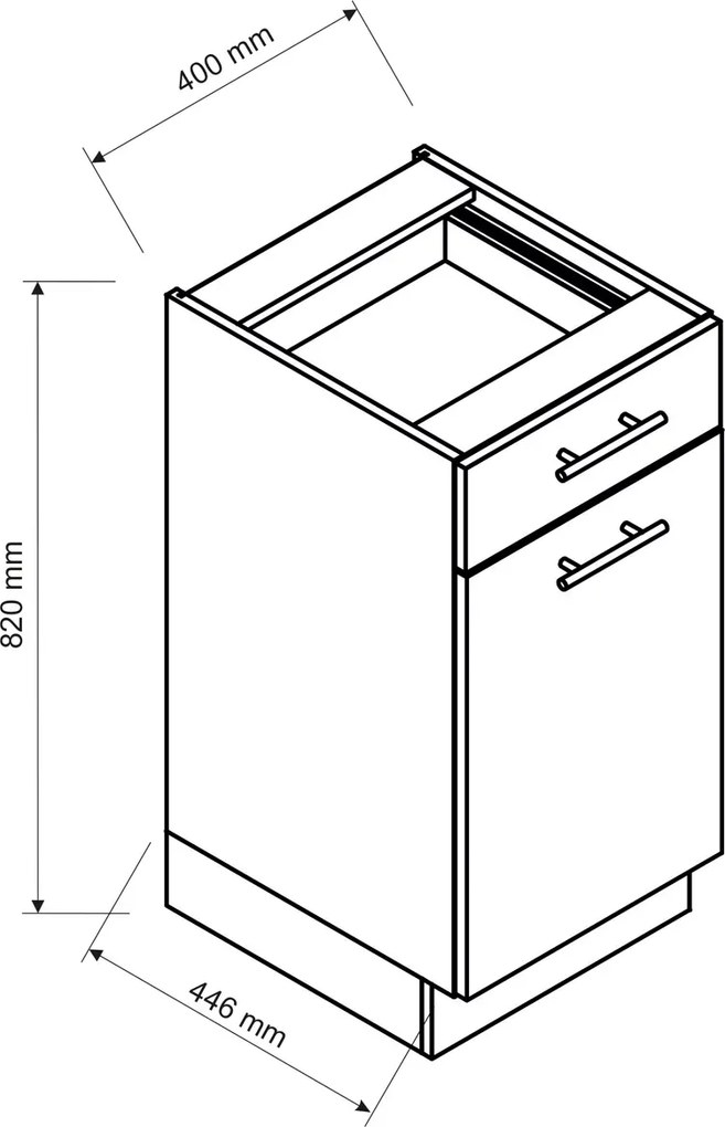 Szafka dolna z szufladą 40 cm grafit H7-B19