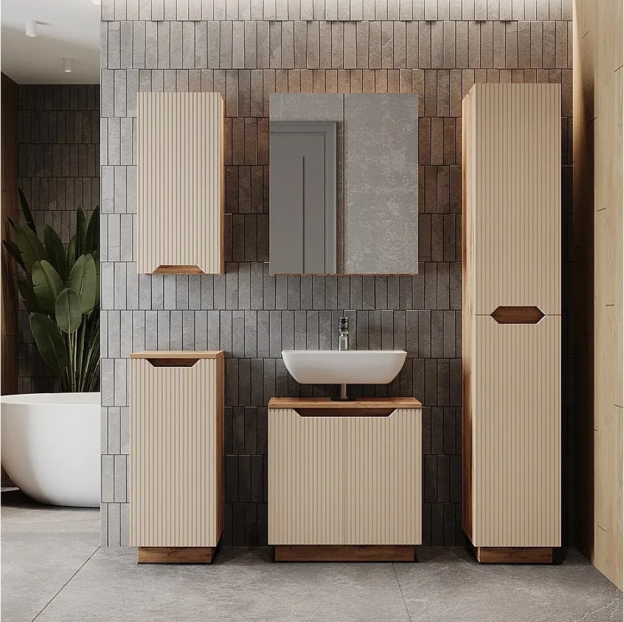 Zestaw mebli łazienkowych dąb/kaszmir w paski 59.8x32x62.1 lotta