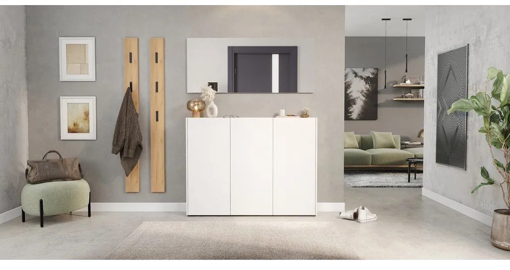 Biała szafka w dekorze dębu 138x105x25 cm Libbiano – Germania