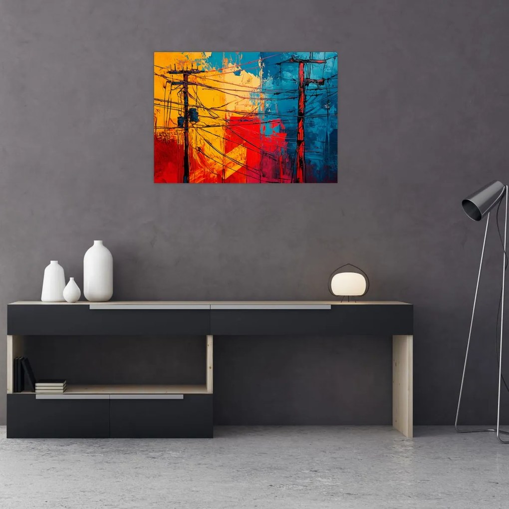 Obraz na szkle - Abstrakcyjne linie elektryczne (70x50 cm)
