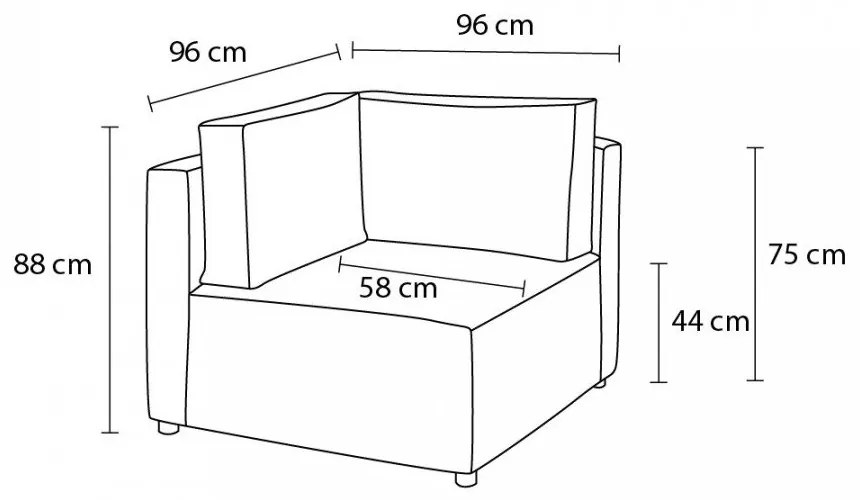 Ceglany sztruksowy moduł sofy (strona zmienna) Nihad modular – Bobochic Paris