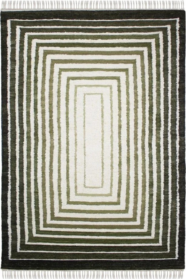Zielony dywan z mieszanki wełny tkany ręcznie 140x200 cm Boucle Frame – Flair Rugs