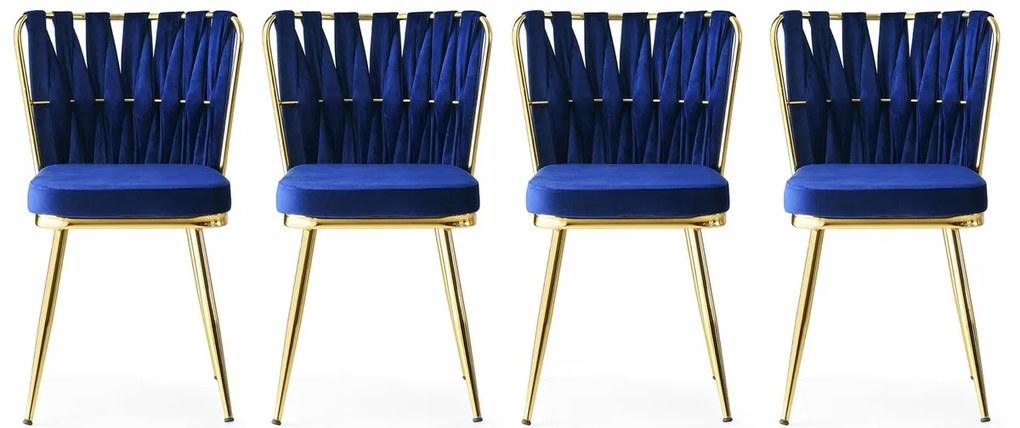 Zestaw krzeseł do jadalni Kusakli Navy Blue andGold, 4 szt., 4 szt.