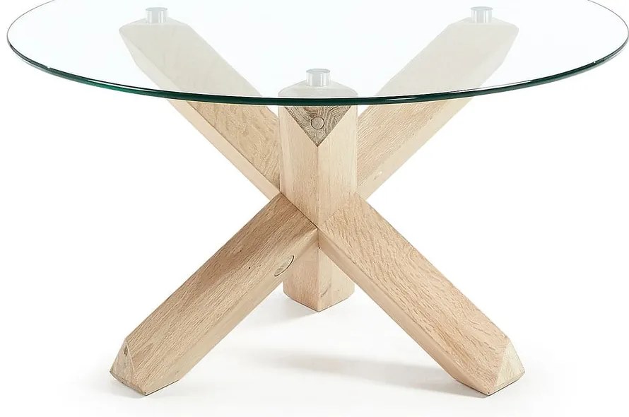 Okrągły stolik ze szklanym blatem w naturalnym kolorze ø 65 cm Lotus – Kave Home