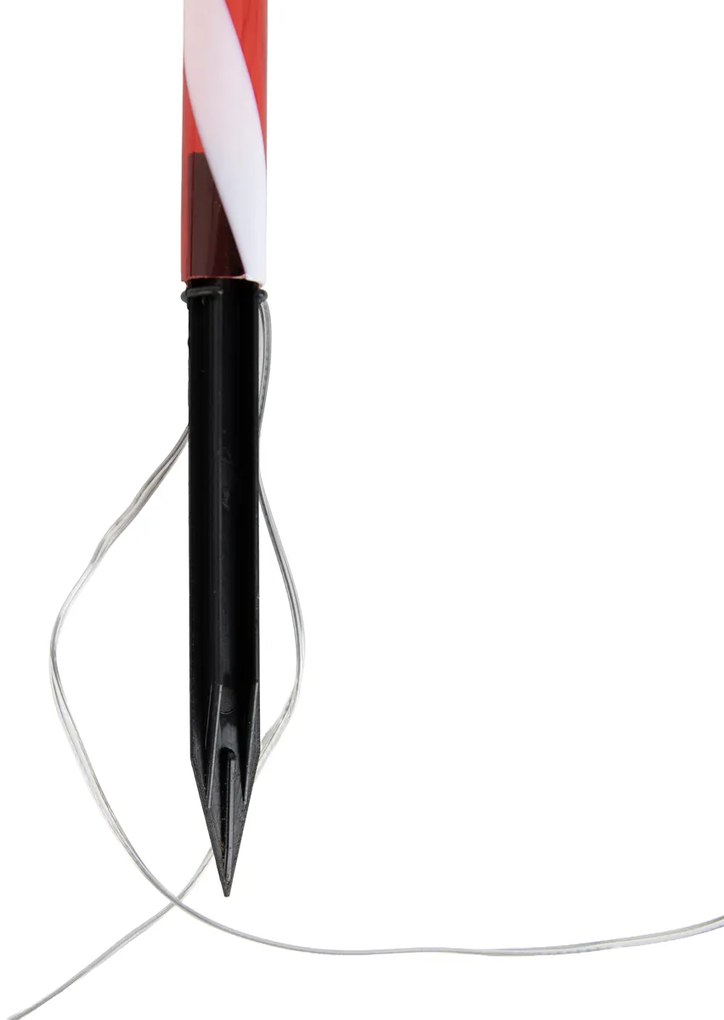 Zestaw 5 czerwonych lampek bożonarodzeniowych z białymi laskami cukrowymi, w tym LED z timerem IP44 - Melchior