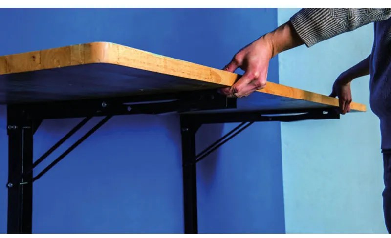 Stół składany montowany do ściany, połączenie bukowe, 1200 x 580 mm