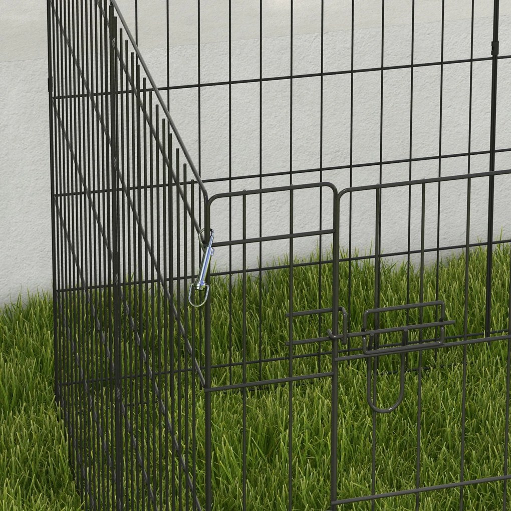 PawHut Wybieg dla zwierząt domowych, zagroda dla szczeniąt i małych psów, z drzwiami, do użytku wewnątrz i na zewnątrz, 76 cm, Czarny