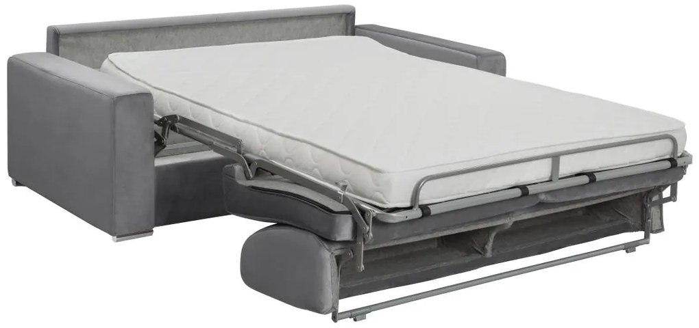 Kanapa 2-osobowa rozkładana z weluru CALITO - Kolor antracytowy - Łóżko 120 cm - Materac 14 cm