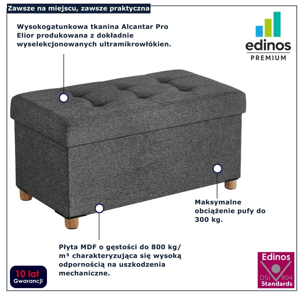 Szara prostokątna pufa ze schowkiem Z8-F57