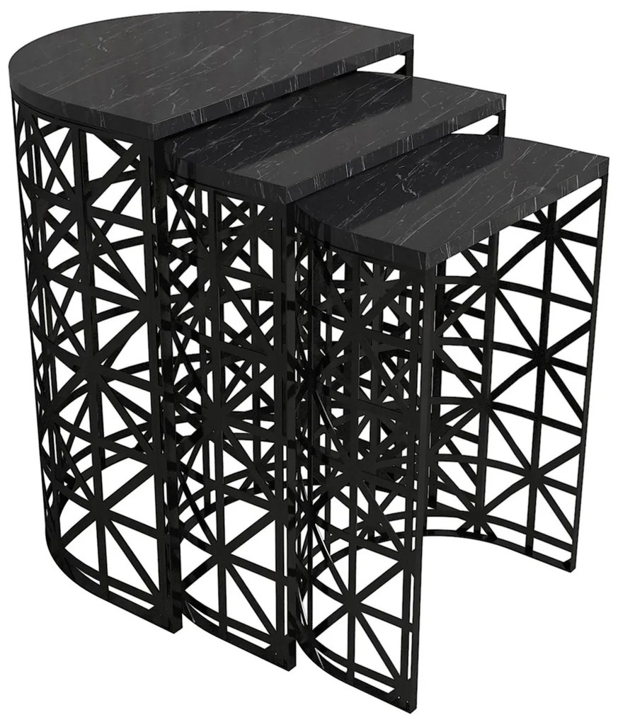 Stół składany Stil Black Marble, 3 szt.