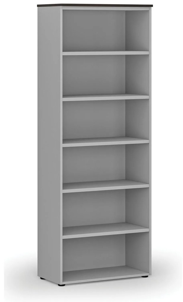 Regał biurowy PRIMO GRAY, 800 x 420 x 2128 mm, szary/wenge