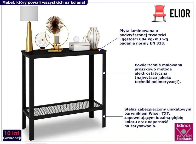 Czarna konsola z metalowym stelażem H0-R22