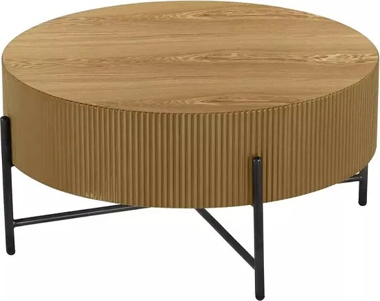 Stolik kawowy Corbi 80 cm do salonu - dąb / czarny mat