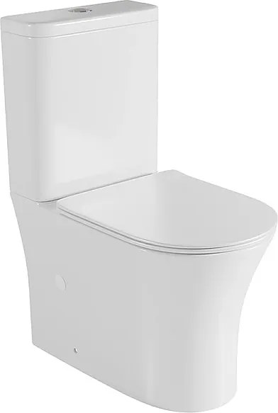 Kompletna Miska WC Rimless Przyścienna | Ultracienka Deska Duroplast Soft Close z Systemem Szybkiego Wypinania | Biały Połysk