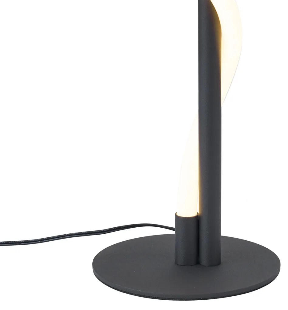Nowoczesna lampa stołowa czarna z wbudowaną diodą LED z 3-stopniową regulacją ściemniania - Twirl Nowoczesny Oswietlenie wewnetrzne