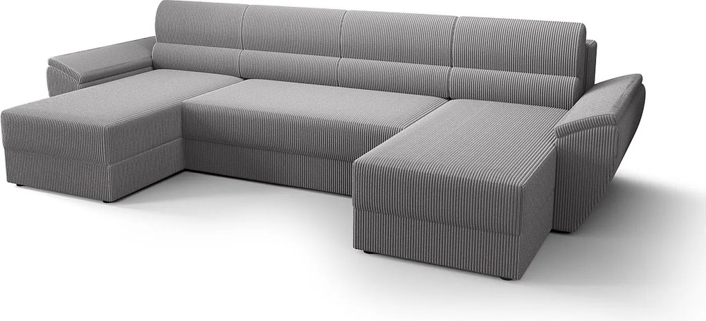 BEDANTE narożnik REBIU2 Poso 110 szary z funkcją spania sofa w kształcie litery U z pojemnikiem na pościel