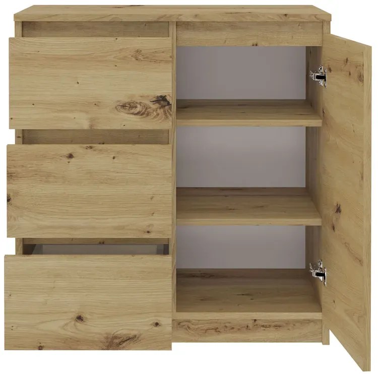 Nowoczesna Komoda Z 3 Szufladami Dąb Artisan 90X200 F1-K62