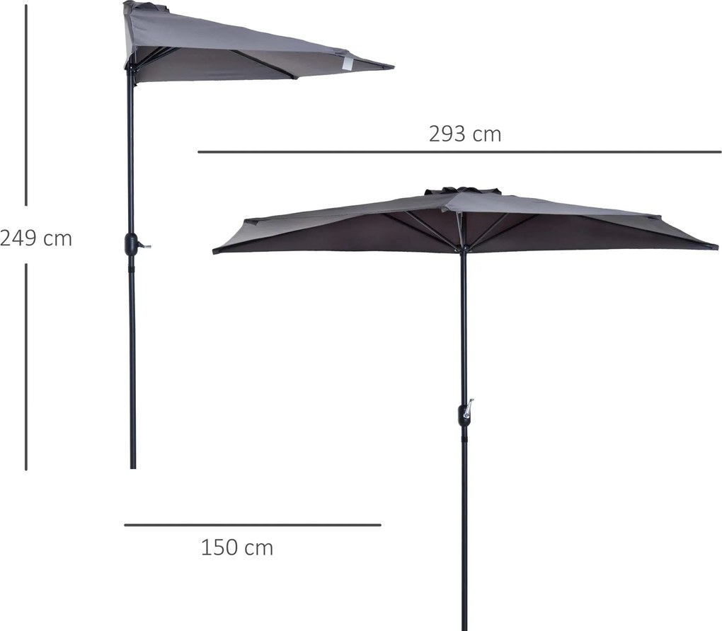 Parasol ogrodowy aluminiowy z korbką półkolisty outsunny