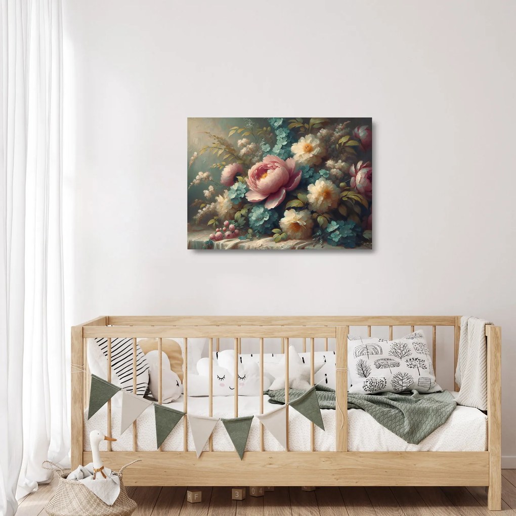 Obraz na szkle - Martwa natura z kwiatami - Obraz na szkle (70x50 cm)