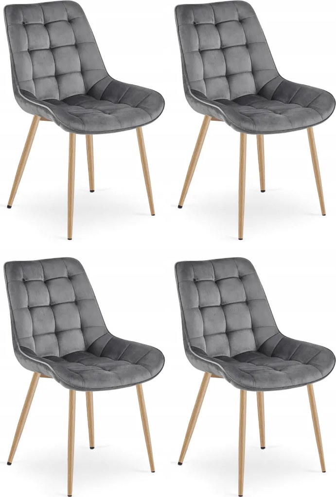 Szare krzesło do kuchni BERA aksamitne