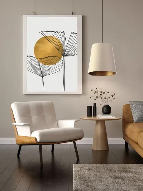 Kremowo-złota elegancka lampa wisząca glamour H1-K09
