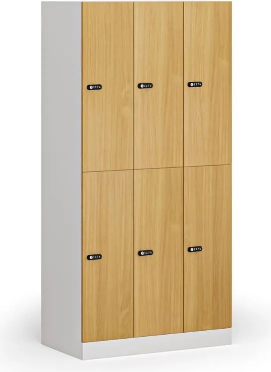 Szafka skrytkowa S1, 6 schowków, 1850 x 900 x 500 mm, zamek mechaniczny z kodem, drzwi laminowane, buk