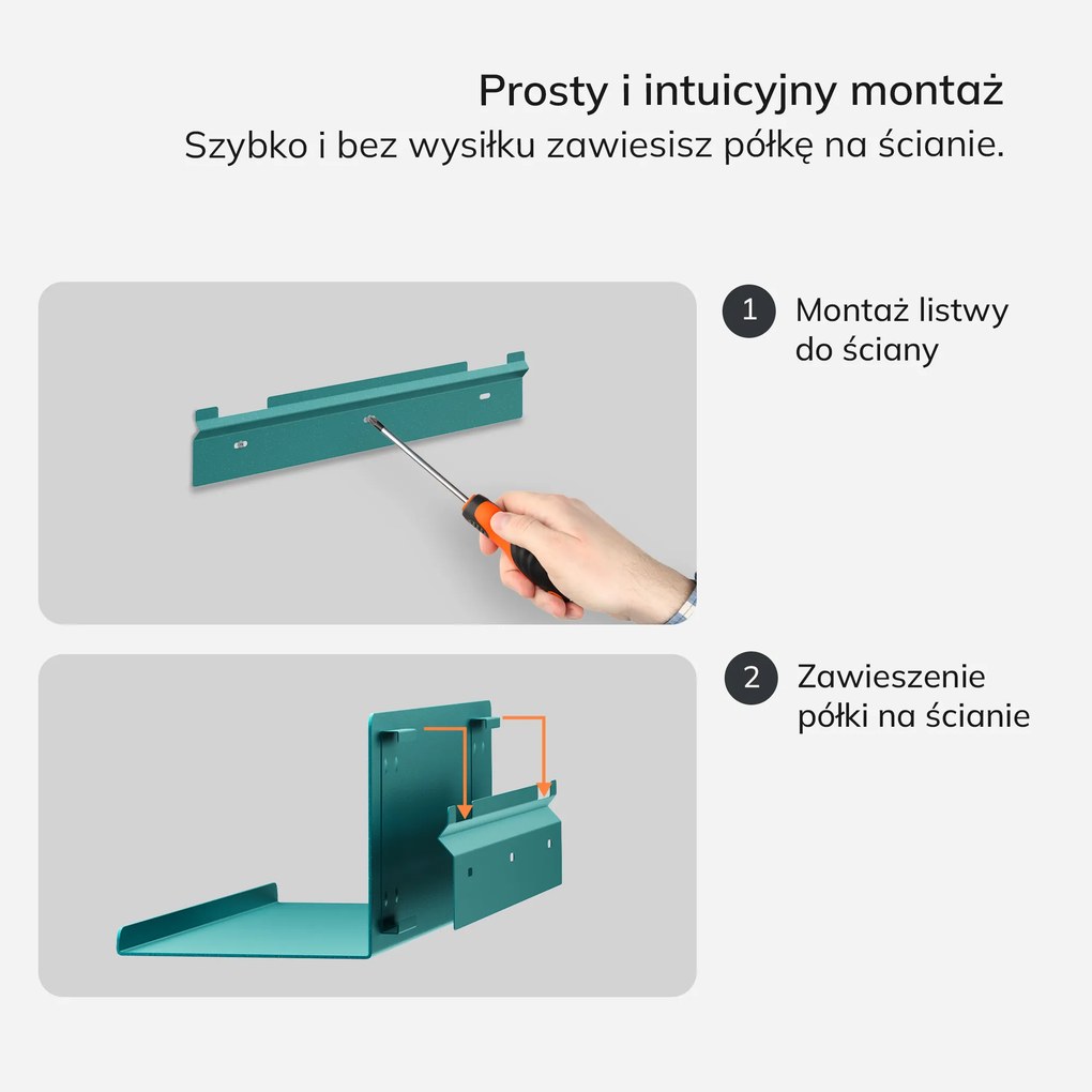 Półka wisząca metalowa morska, 400 mm: JOANNE Modern