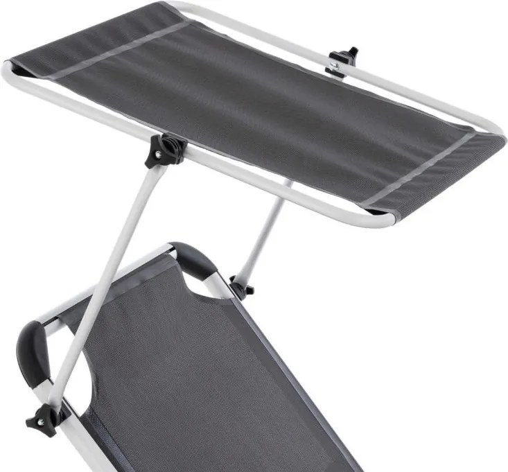 Leżak ogrodowy, składany z daszkem, antracyt 187 cm