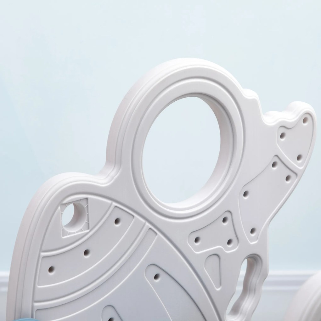 AIYAPLAY Zjeżdżalnia dla dzieci w wieku 1,5-3 lat, design rakietowy, zestaw naklejek, niebieski, 157 x 46,5 x 80 cm