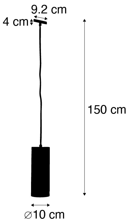 Designerska lampa wisząca czarna z adapterem do szyny 1-fazowej - Slimline Tubo
