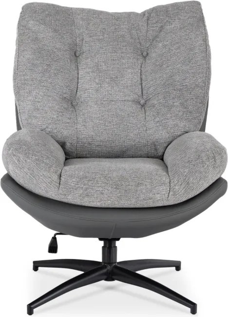 Fotel Wypoczynkowy Obrotowy FREMONT z Podnóżkiem Szary/Czarny Nowoczesny