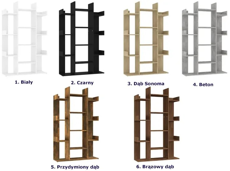 Stojący minimalistyczny regał z półkami brązowy dąb - Acove 4X