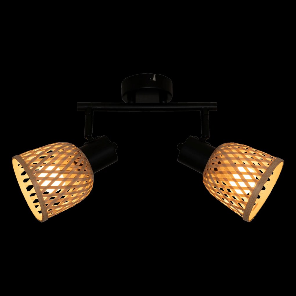 Lampy sufitowe LIO 2 klosze z plecionego bambusa, 2 x Ø 17 cm