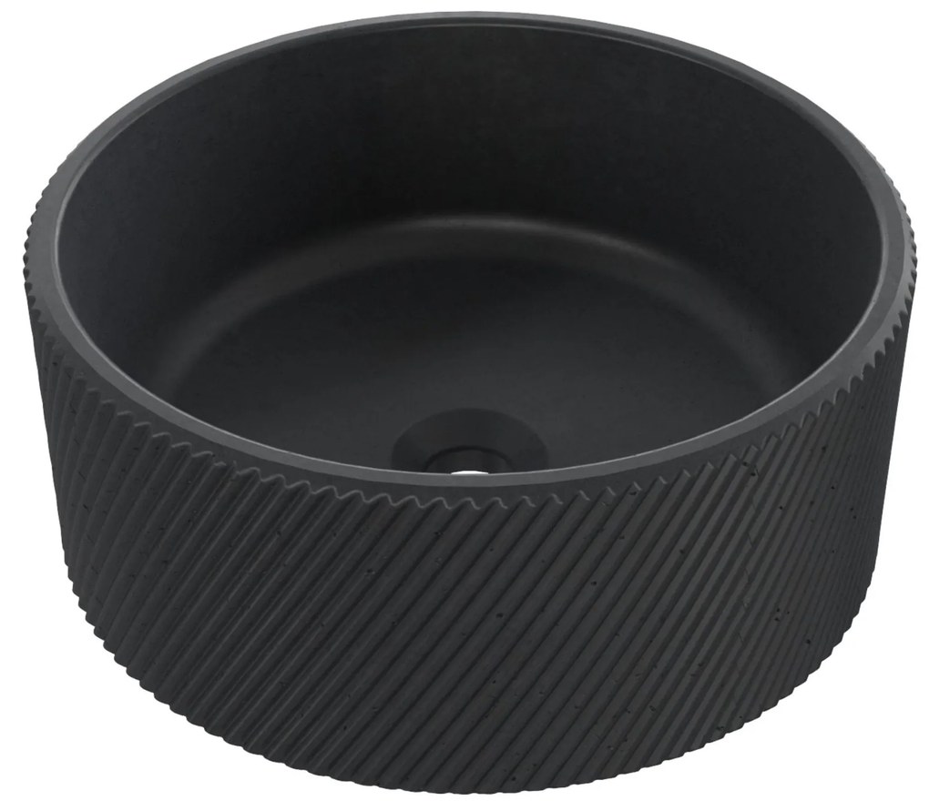 Umywalka betonowa nablatowa okrągła bez otworu na baterię 37 cm VIJA | różne kolory : Kolor - Czarny